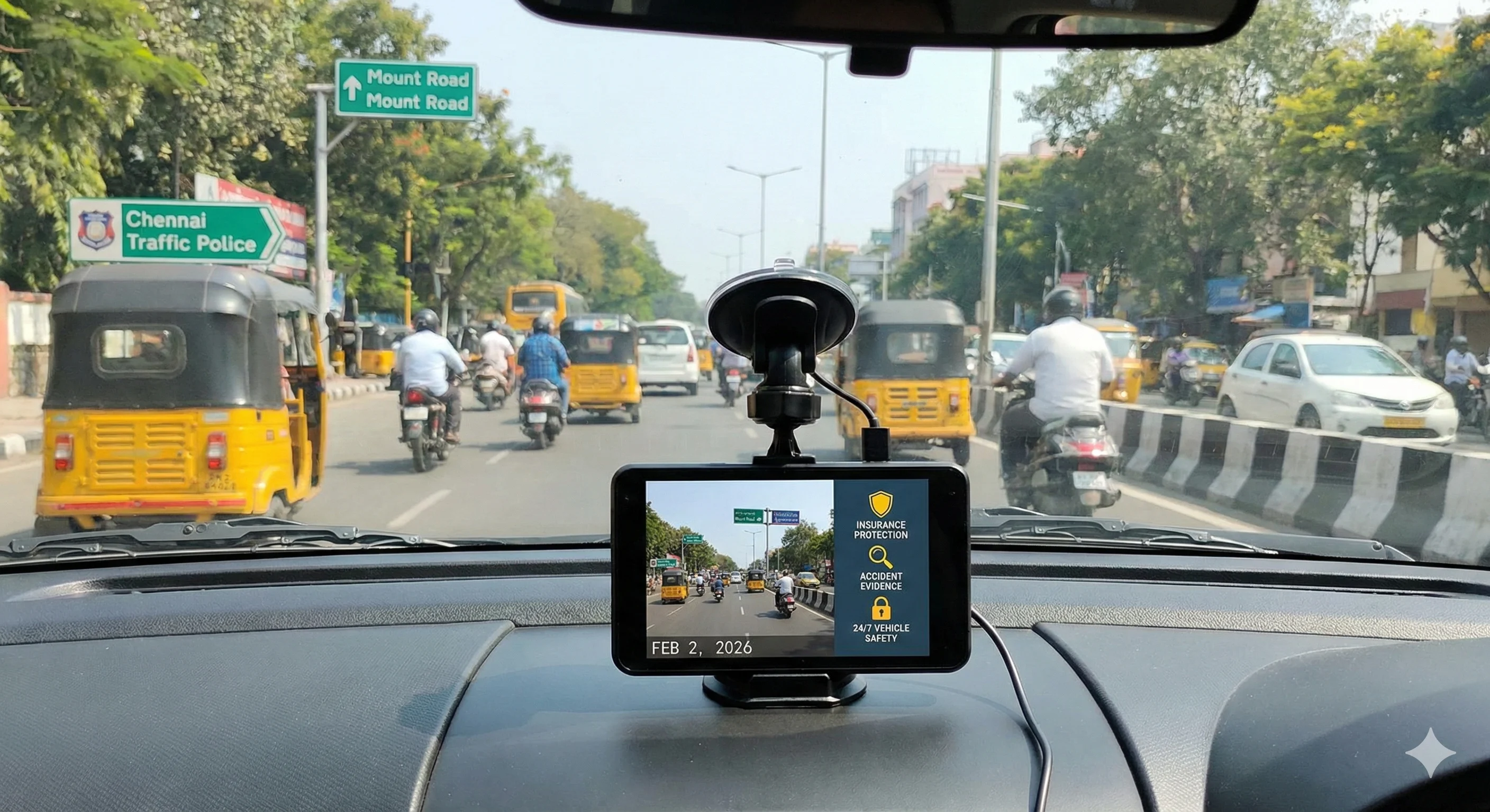 Car dash camera accident recording insurance safety Chennai vehicles